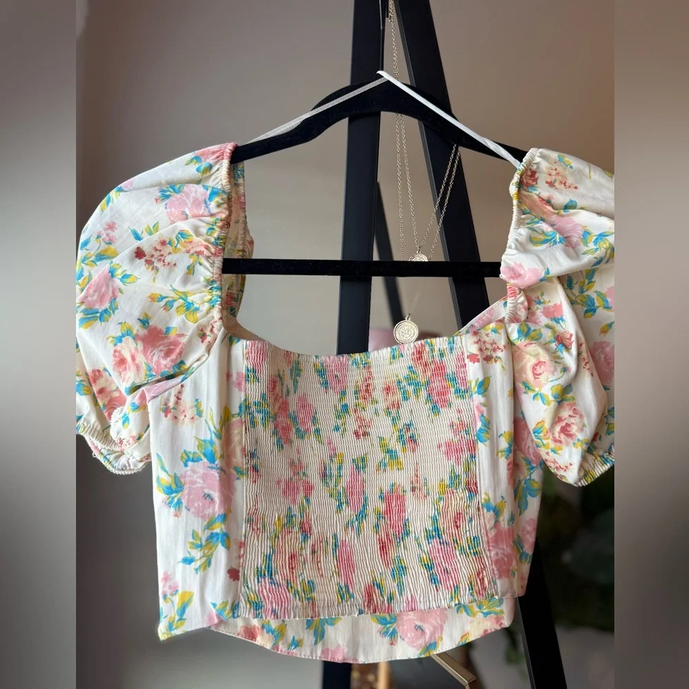 Zara Floral Puff Sleeve Blouse NWT